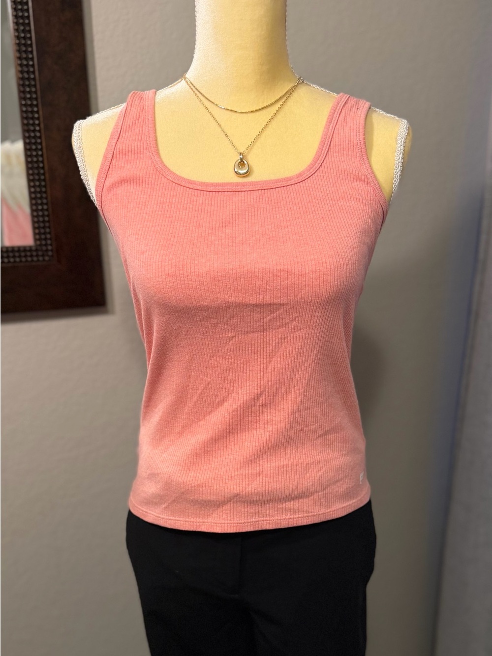 Fabletics Pink Ribbed Square-Neck Tank NWT